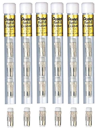Pentel Nachfüllradierer für die meisten Pentel automatischen Bleistifte & Z2-1N (Packung mit 6 Tuben – 24 Radiergummi-Nachfüllungen)