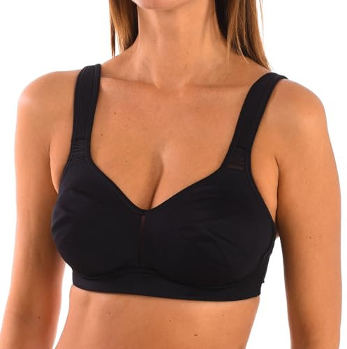 Selene, Reggiseno Contenitivo Donna con Fascia Anatomica, Senza Ferretto e Imbottitura, con Spalline Larghe Comfort, Collezione Elvira, Colore Nero, Taglia 2D