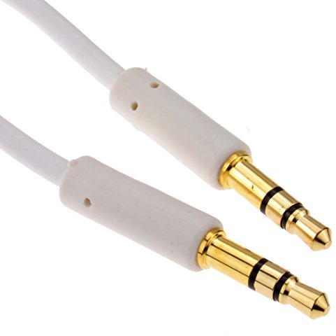 kenable Slimline Pro 3.5mm Jack to Jack Stereo Audio Cable Lead Gold 1m White [1 metres]