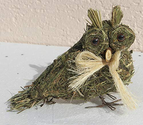 Deko Heu Figur Eule stehend Heueule Höhe 15 cm Tierfigur aus Naturmaterial Heu zum Basteln Heudeko