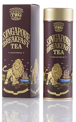 TWG Tea | Singapore Breakfast Haute Couture Tè In Latta. Miscela di tè verde in foglia, in un'elegante scatola di latta Haute Couture Tea. Confezione regalo da 100 g