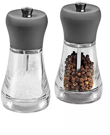 Cole & Mason Napoli Salt and Pepper Grinder Set 12cm Adjustable Grind | Manual Acrylic Salt and Pepper Mill Set with Adjustable Coarsenss Easy to Refill Durable Ceramic Mechanism Gift Set Filled