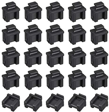 sourcing map 20pcs SFP Silicona Protectores Tapa 14mmx12mmx17mm Negro | Puerto Cubierta Anti Polvo