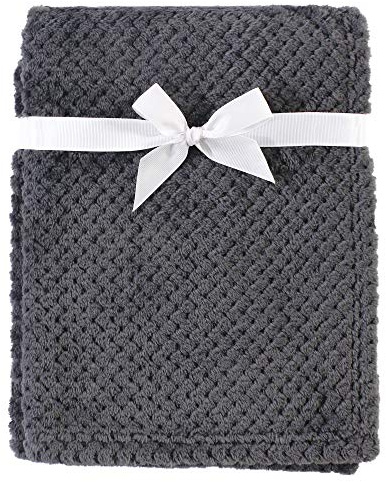 Hudson Baby Unisex Baby Plush Waffle Blanket, Charcoal, One Size