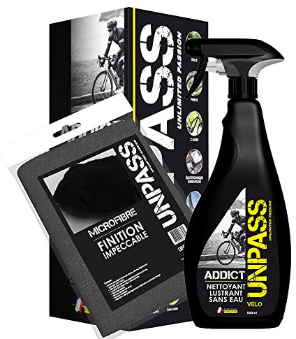 Unpass Nettoyant Lustrant sans Eau Vélo + Microfibre, Étui Pulvérisateur 500 ML