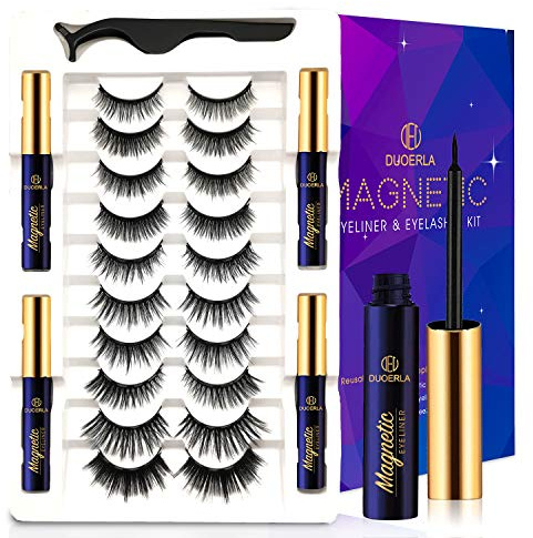 Magnetische Wimpern Magnetic Eyeliner Natural Look 3D Künstliche Magnet Wimpern Wiederverwendbare, 2 Tubes of 5ML Wasserdicht Magnetischer Eyeliner, Ideal für Geschenk 171 Paare