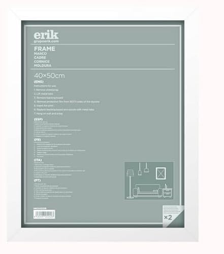 Grupo Erik Bilderrahmen 40x50 - Bilderrahmen Weiß Rahmen aus Kunststoff MDF Wanddeko