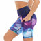 COOLOMG Damen Kurze Laufhose Yoga Shorts mit Taschen Radlerhose Sporthose Gym Fitness Workout Geometrie_lila XL