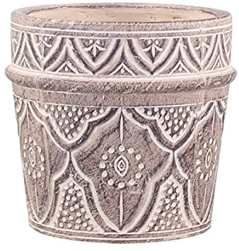 Chic Antique EVRON Blumentopf mit Muster 17 x 18 cm Zement Dunkel Natur Übertopf