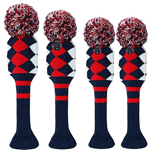 Schlägerkopfhüllen für Driver Fairway Holz Hybrid Golfschlägerhaube Golfschlägerhauben Golf Headcover Set, Schlägerhauben Club Covers Austauschbaren Nummernschild 1 3 5 7 X