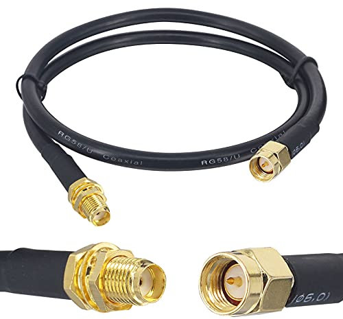Boobrie Verbessert SuperFlex RG58 SMA Kabel 50cm WiFi Antennenkabel SMA Buchse auf Stecker Koaxial Kabel Verlustarmes 50 Ohm Koaxialkabel für WIFI-Antenne/Radio/FPV-Drohne