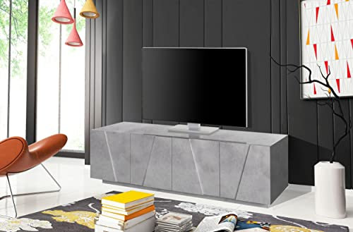 möbelando TV-Lowboard Unterschrank Fernsehtisch HiFi Element Rack Schrank Piacenza I Beton Nachbildung
