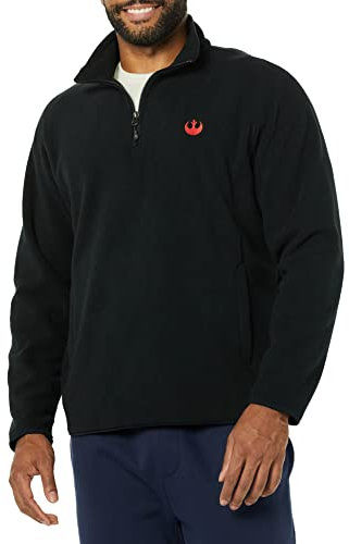 Amazon Essentials Disney | Marvel | Star Wars Men's Polar Fleece Quarter-Zip Mock Jackets, Star Wars Rebel Logo, L