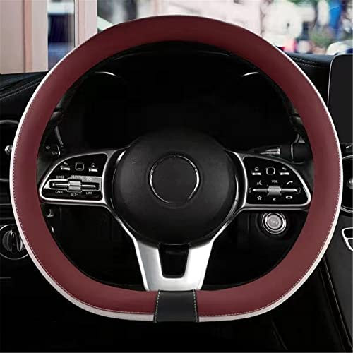 Cubierta del Volante Fundas para Volante de Cuero del Microfibra, Funda Volante Universal 37-38cm, Antideslizante Funda Volante Transpirable, (Vino Tinto,Tipo D)