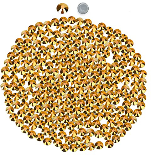 YHMQ DU Hotfix-Strasssteine zum Aufbügeln, Glas Kristall SS30 Mine Gold | 576 Stück, SS30 (6,2–6,4 mm), Glas-Kristall mit starkem Schmelzkleber für Kleidung, Schuhe und DIY