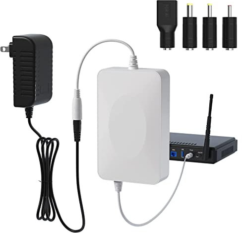 UPS Battery Backup 15000mAh, Home DC 12V/2A Router Uninterruptible Power Supply for LED Light Strip, CCTV Camera, Router and More, UPS Battery Backup & Surge Protector with Multiple DC interfaces