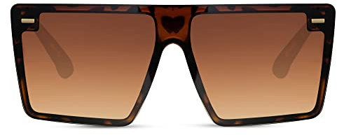 Cheapass Sonnenbrille Herren Damen Quadrat Schild mit braune Rahmen und Gläsern UV400 geschützt
