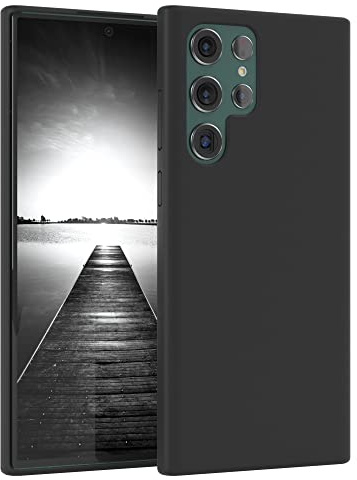 EAZY CASE Premium Silikon Handyhülle kompatibel mit Galaxy S22 Ultra 5G Slimcover mit Kameraschutz und Innenfutter, Silikonhülle, Schutzhülle, Bumper, Handy Case, Hülle, Softcase, Schwarz