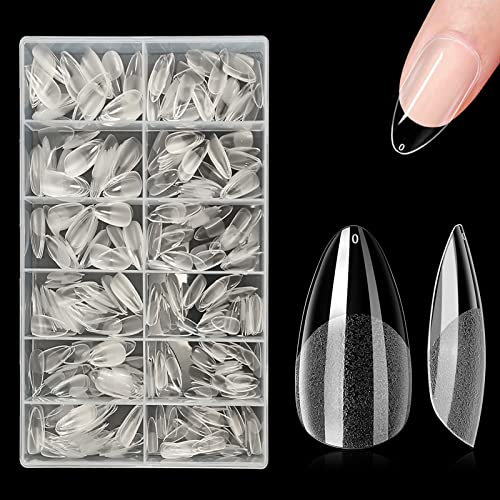 500 Pièces Faux Ongles Acrylique Transparent,Acrylique Faux Ongles,Bouts de Faux Ongles Mat Clairs,Faux ongles en forme d'amande semi-mate,12 Tailles…
