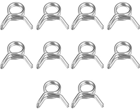 sourcing map Collier Serrage Tuyau Double Fil Ressort, 10pcs 304 Acier Inox 5mm Apte Interne Diamètre 5.5mm-6.2mm OD Tuyau Carburant Conduite Silicone Tube Ressort Clips
