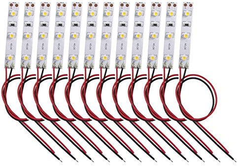 HUAZIZ 12 Pcs LED Hausbeleuchtung 5 cm Warmweiss mit Kabel 20cm 12-18V, Modellbau Led Beleuchtung, Micro Modellbau, Beleuchtung Modellbau h0, beleuchtung, 3-LED 2835