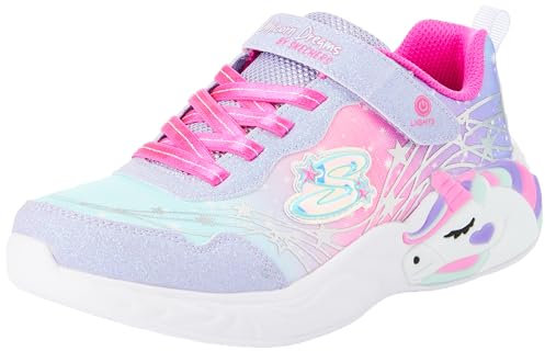Skechers Girls Sneaker, Lavender Sparkle Mesh/Hot Pink Trim, 35 EU