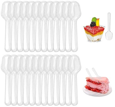 Lot de 500 cuillères à gâteau glacé transparentes - Cuillères à dessert - Cuillères à café - Vaisselle de fête - Réutilisables - Pour mariage, festival, fête, gâteau, dessert, café, salade de fruits