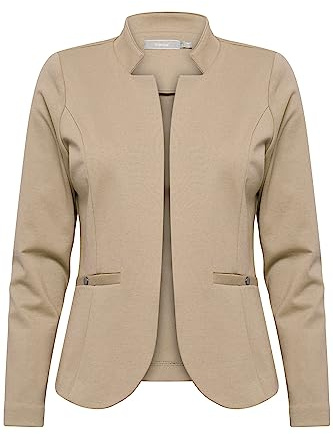 fransa FRCEDILAN Damen BlazerKurzblazer Jacke Stehkragen ohne Knopfleiste Taschen mit Druckknopf, Größe:S, Farbe:Silver Mink (171312)