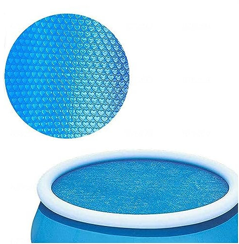 Swimming Pool Covers For Inground Pools, (Blue) Blue 4Ft／5Ft／6Ft／8Ft／10Ft／12Ft／15Ft Round Swimming Pool Heaters, Keeps Out Leaves Debris Dirt Insects Quick Set Inground Pool Cover,8Ft