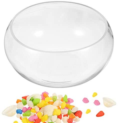 minkissy 1 Juego Pecera De Cristal Transparente Florero De Cristal De Dulces Terrario Redondo Jarrón De Cristal para Flores Pecera Clara Pecera Betta Hidroponia Oficina Pecera Vidrio