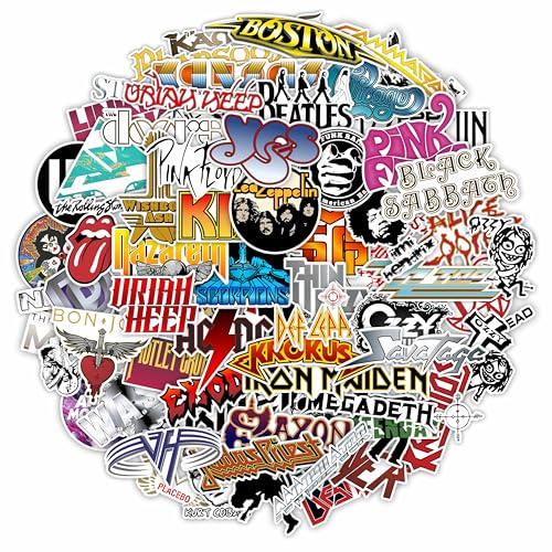 81 Stück klassische Rock-Aufkleber – 50er 60er 70er Rockband-Geschenke, Gitarren-Musik-Aufkleber