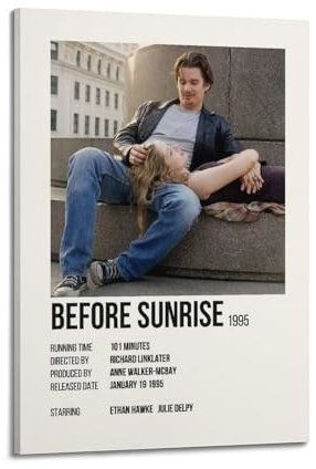 greb Filmposter Before Sunrise, Raumdekoration, ästhetisches Poster, künstlerisches Poster für Schlafzimmer, Wohnzimmer, Wände, 60 x 90 cm, Rahmenstil