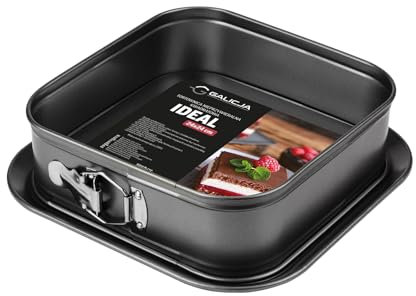 GALICJA IDEAL Moule à charnière carré - Moule à charnière carré - 24 cm - Moule à charnière antiadhésif - Moule à charnière carré - Moule à gâteau - Plaque de cuisson ronde