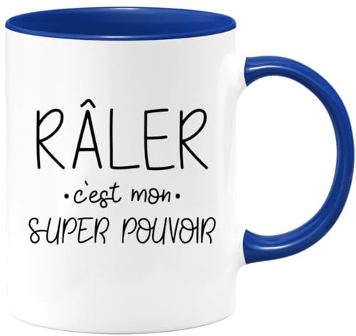 quotedazur - Mug Personnalisé Humour Râler C'Est Mon Super Pouvoir - Cadeau Noël Original Drôle Tasse Femme Râleuse - Bleu/Céramique
