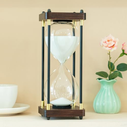 Große Vintage-Holz-Sanduhr, 60-Minuten-Timer - Weiße Dekoration für Zuhause, Küche, Büro
