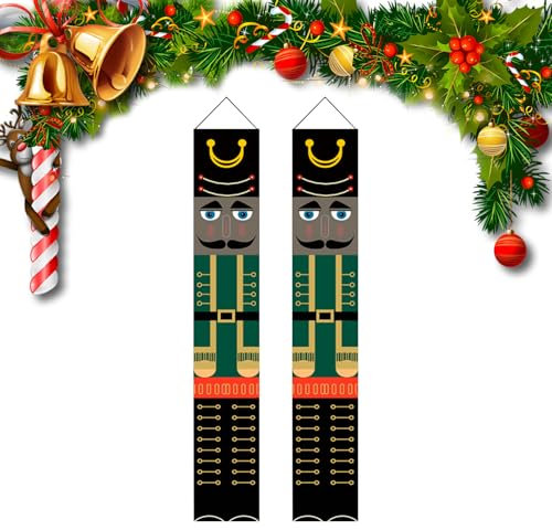 CutitiUU Nutcracker Door Banner Christmas Door Decorations, Nutcracker Soldier Model Hanging Banners Outdoor Nutcracker Soldier Banner for Wall, Oxford Fabric Christmas Porch Door Frame Decorations