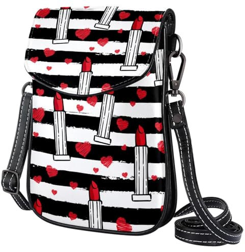 GIOKQB Damen Klein Umhängetasche Lippenstift-Streifen Schultertasche Handytasche Zum Umhängen Mini Crossbody Tasche