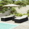 Faroom Set 2 Tumbonas de Ratán y Aluminio + Mesa Jardín, Tumbona Doble Ajustable, Resistente a la Intemperie, Negro, Blanco Crema