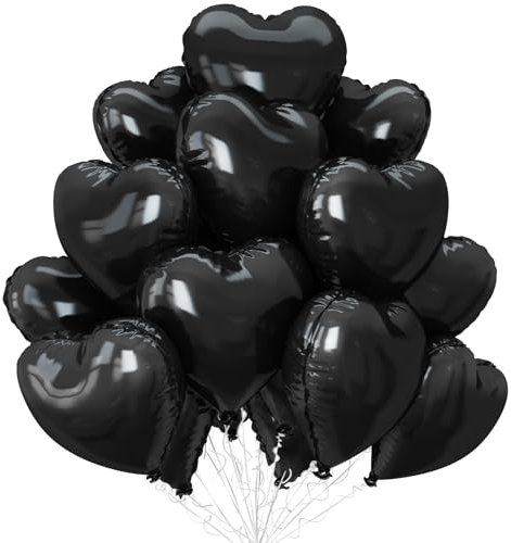Black Heart Balloons,12Pcs 18 Inch Black Foil Love Heart Shaped Balloons for Black Valentines Day Birthday Party Wedding Engagement Anniversary Celebration Baby Shower Decorations