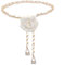 LIANCHEN 100 Cm Blume Geflochtene Kettengürtel Kamelie Taillengürtel Damen Blumengürtel aus Metall Damen Kettengürtel Verstellbarer Damen Taillenkette Gürtel für Kleidern, Hemden, Jeans (Weiß)