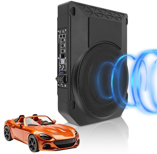 WODHMIEY Subwoofer attivo per veicolo, subwoofer attivo sotto sedile 10 pollici, ultra sottile 800 W 2,5 Ohm, con controller per audio del veicolo