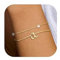 Dochais Armband Damen Buchstaben - 14K Gold Vergoldete Charm Armbänder mit Initialen, Wasserfestes Perlen Buchstaben Armkette Set für Frauen Mädchen, Goldene Bracelet Schmuck Geschenk