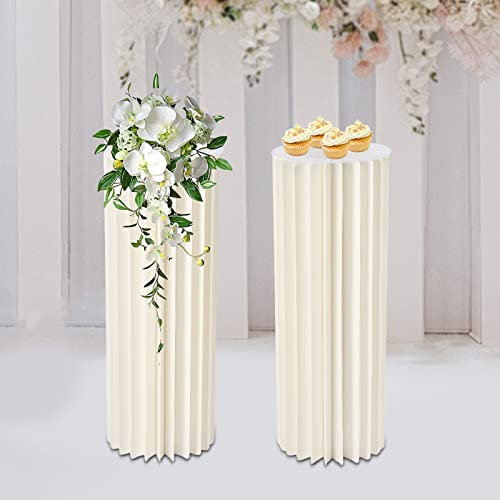 Hochzeit Mittelstücke Karton Vasen, Tafelaufsatz aus Karton, Blumenständer Blumen, Zylinder Ständ für Weihnachten Hochzeit Party Geburtstag Tischdekoration (2 Stück, 80cm)