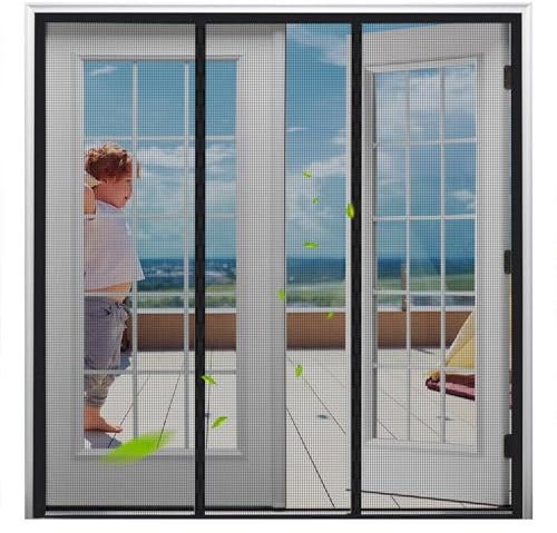 Rete Zanzariere Battente 215x255cm Nero Zanzariera Magnetica per Porta Finestra Zanzariera Magnetica Anti Zanzare Calamite Tenda