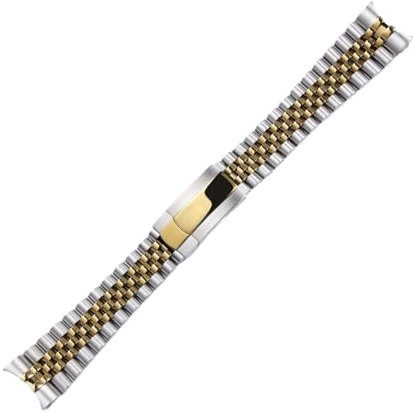 RTRCAGAKM 20 21mm Massives Edelstahl-Armband passend for Rolex Oyster Perpetual Date Metallarmband Uhrenarmband(Silver and gold,20mm)
