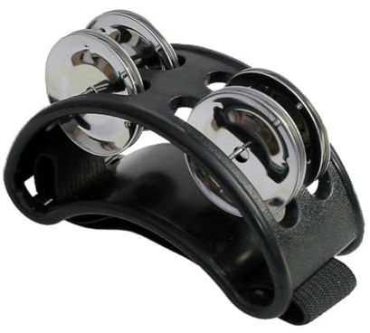 Sefdrert Powerful Sound Foot Tambourine Adjustable Foot Tambourines with Musical Instrument for Performance Singing Black