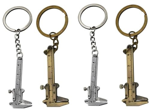 LiJuanWang Llavero,4 Piezas Mini calibrador Vernier,Vernier Pinza Llavero,Mini Camping Gadget,Mini Llavero de Herramienta Mini Vernier de precisión,Gadget Multiherramienta Regalo