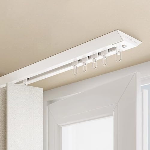 Gardinenstange Raumteiler Vorhangschiene Decken-/Wandmontage, Mieterküche Schrankdusche Vorhangstangen-Set, Verdunkelung Extra Schmal Vorhangschiene, Einfache Installation(Ceiling mount,2.8m(9.2ft))