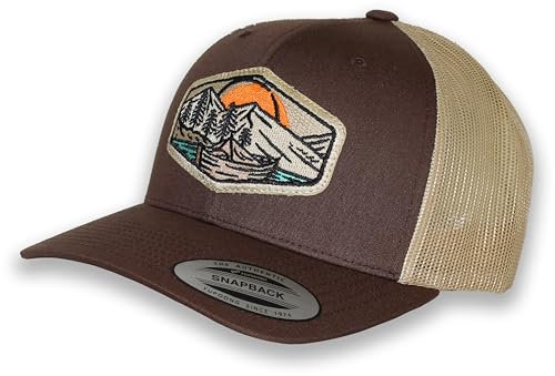 Trucker Cap Flexfit Snapback : Natur Wildnis - Jäger-Hut Outdoor Cap - Cappi Geschenk für Jäger USA Natur Baseball Cap Kappe Mütze Outdoor Kletter Wander Zubehör (Brown/Khaki)