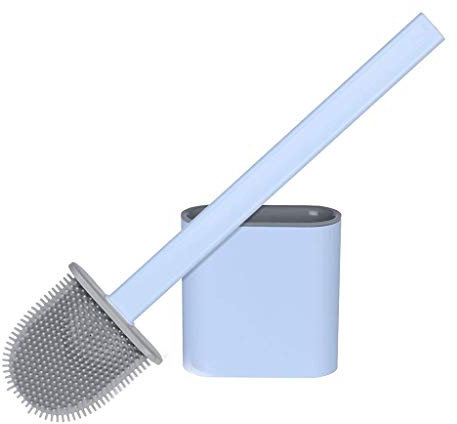 GPECTIFO Toilet Brush No Dead Corners Household Toilet Brush Long Handle Soft Hair Toilet Cleaning Kit(Blue)